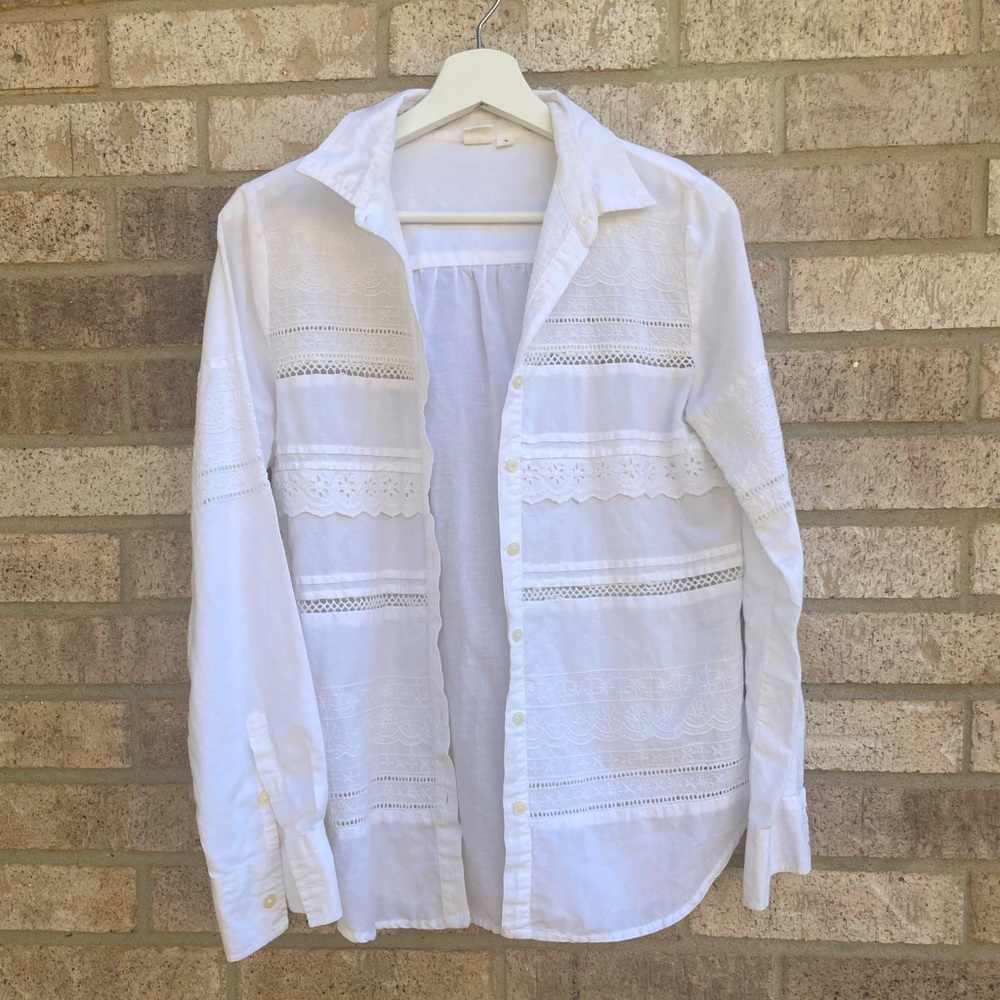 Gap White Lace Button Down